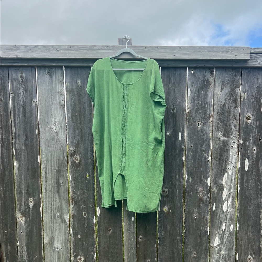 Green Lightweight Beach Dress / Linen Cover Up